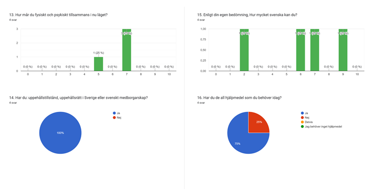 enkätens frågor 13 - 16